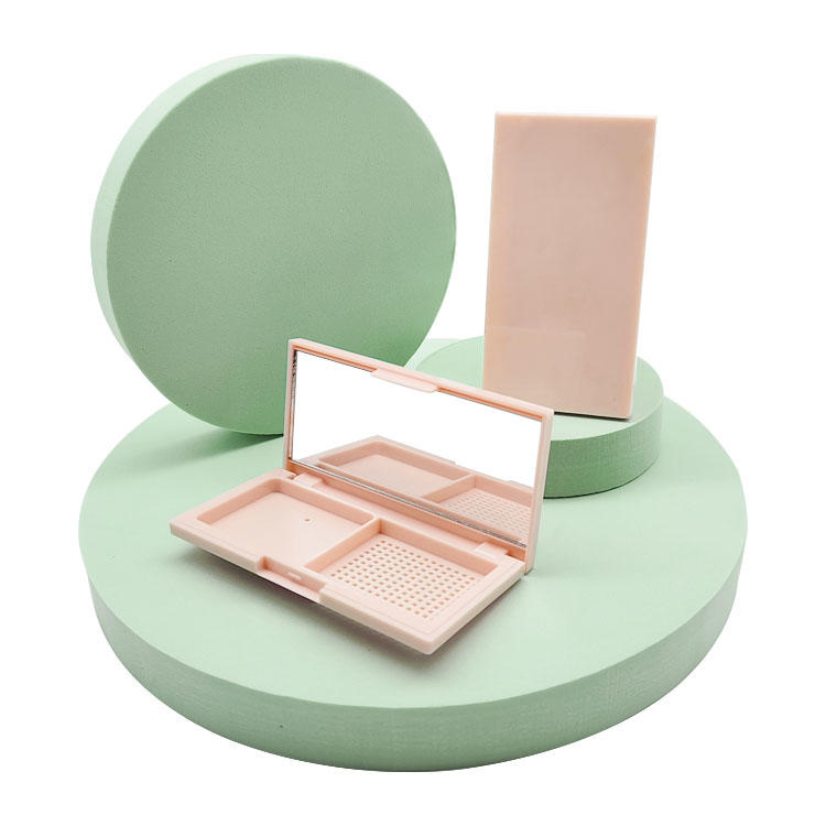 F101 Southeast Asian style two-grid rectangular powder case with powder puff and mirror