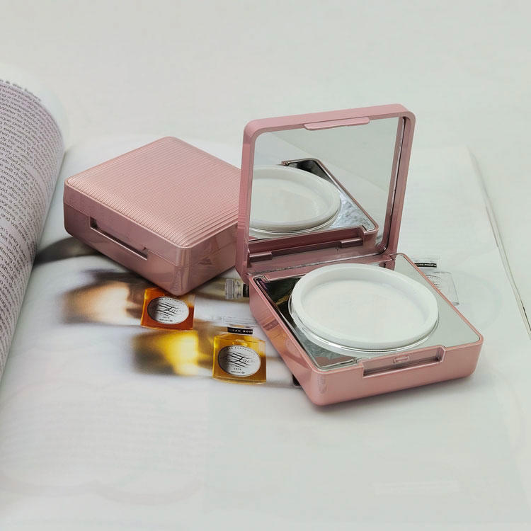 F117 Luxury thick square design empty powder case with powder puff and mirror