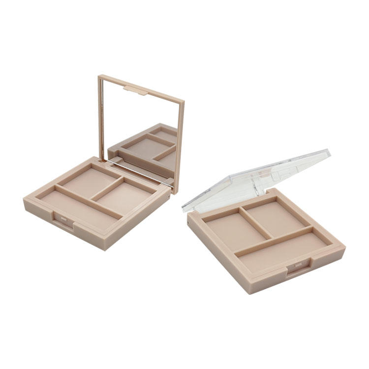 Y393 Classic square three-color eye shadow palette, square groove, inner size 29mm, with mirror and brush