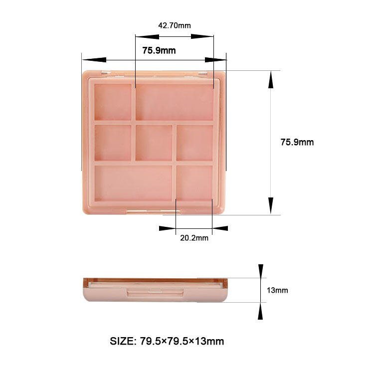 Y458 Multi-color square eye shadow palette, can be equipped with mirror, with 3D printing and bronzing process